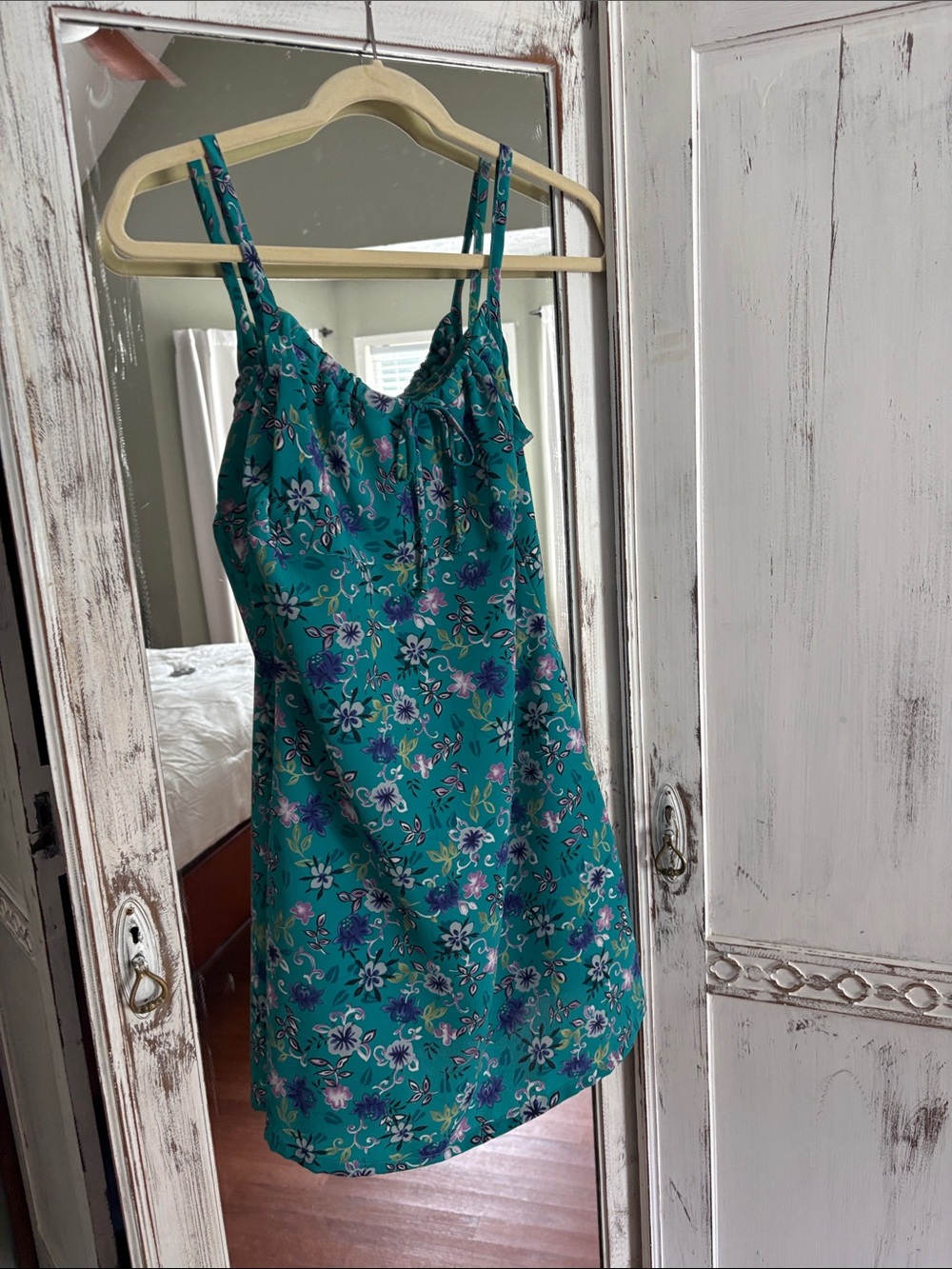 Women's Teal Floral Slip Dress 7 (M)